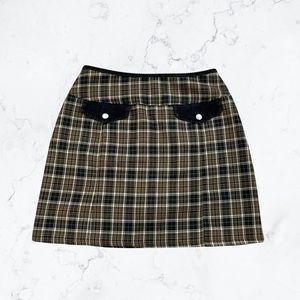 Brown Black Plaid Mini Preppy Academia Coquette Skirt